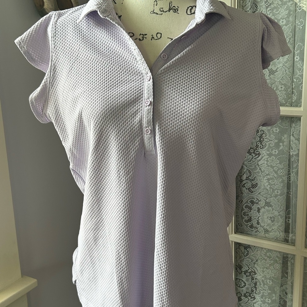 Calia By Carrie Underwood Purple Fitted Cap Sleeve Polo Shirt Sz L